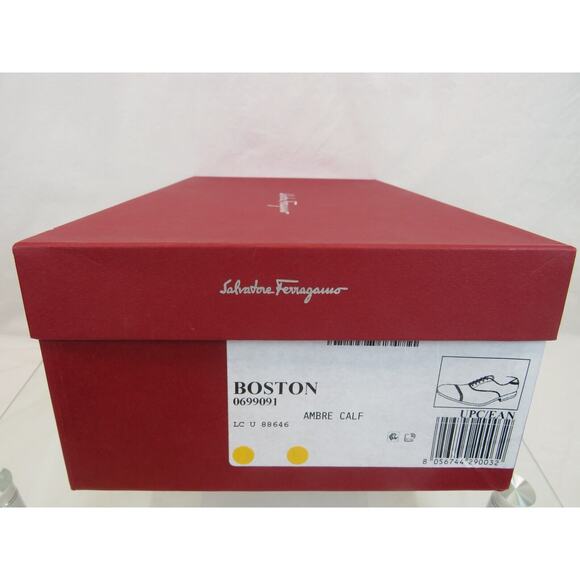 NIB FERRAGAMO BOSTON BROWN TAN AMBRE BROGUE LEATHER GANCINI BIT OXFORDS 8.5 D - Picture 12 of 12